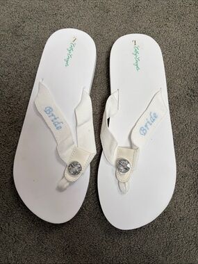 Bride White Embellished Flip Flop Sandals